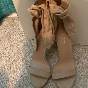 Aldo nude suede tie heeled sandals